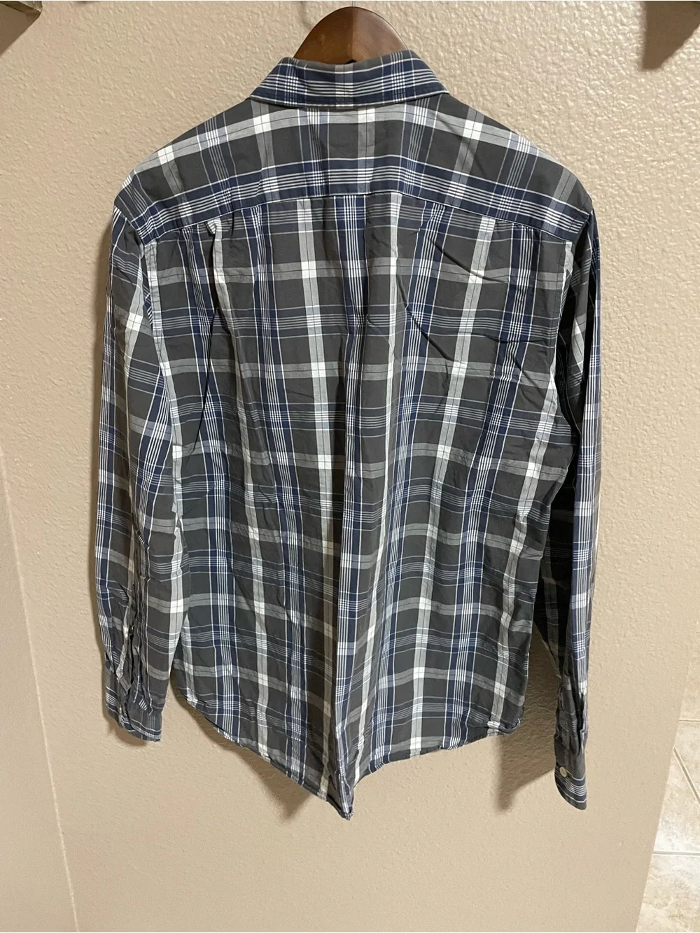 J. Crew Men's Gray & Blue Plaid Button-Up Shirt